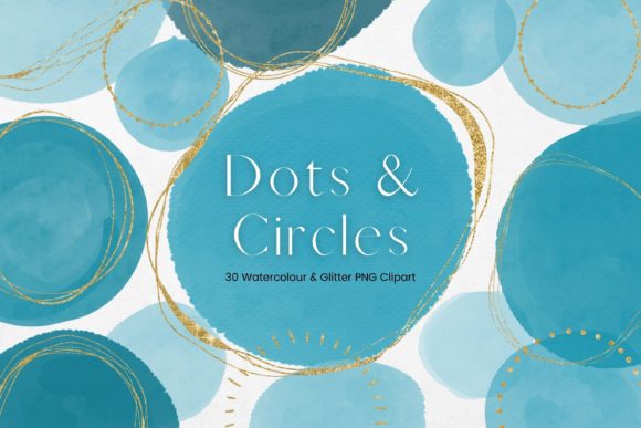 Blue Watercolour and Gold Circles