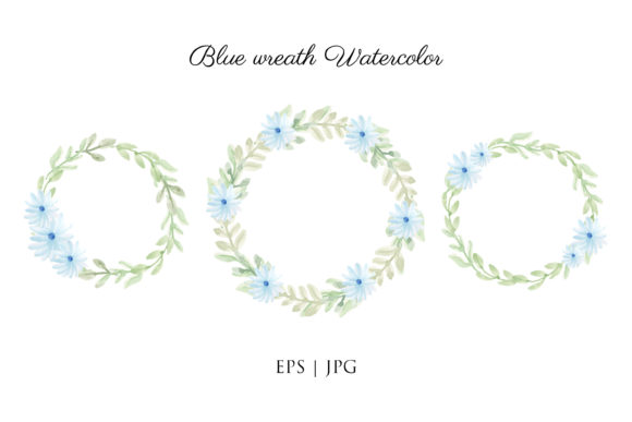 Blue Wreath Watercolor Illustrations