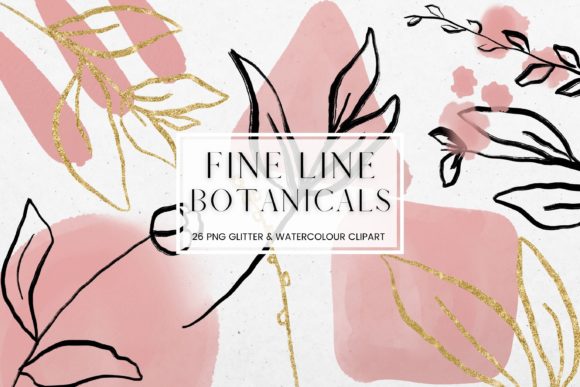 Fine Line Floral, Pink Watercolour