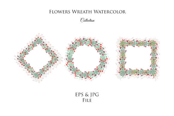 Flowers Wreath Watercolor Illustrations