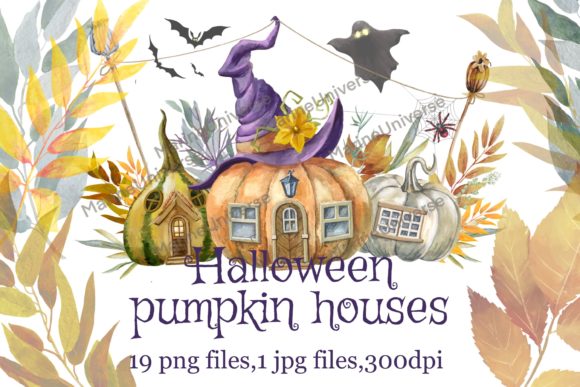 Halloween Watercolor Pumpkins Illustrations