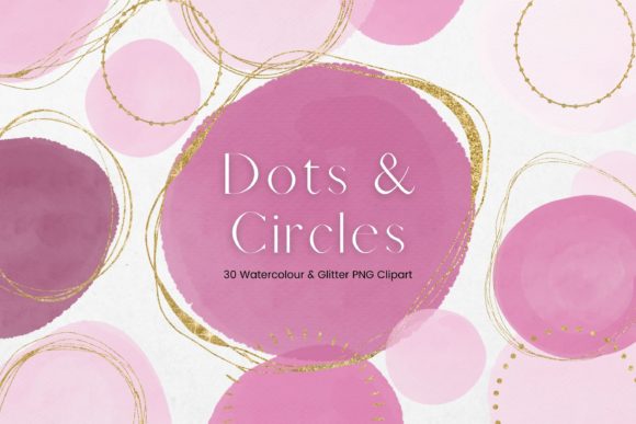 Pink Watercolour and Gold Circles Illustrations