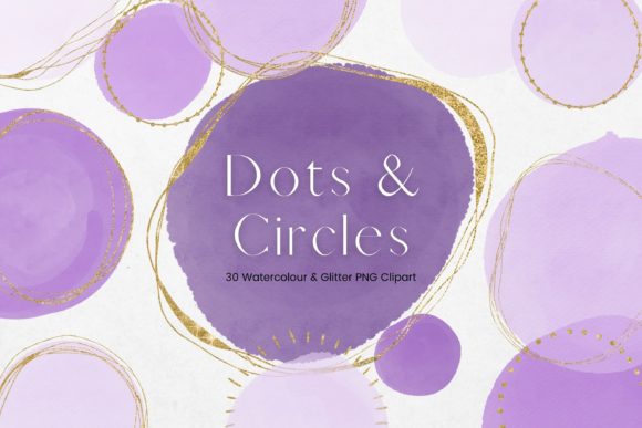 Purple Watercolour and Gold Circle Illustrations