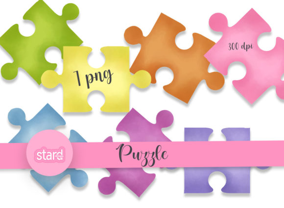 Puzzle Clipart Watercolor Illustrations