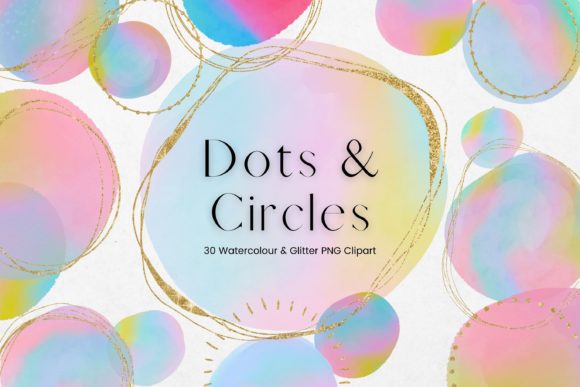 Rainbow Watercolour and Gold Circles