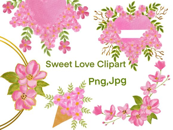 Sweet Love Clipart watercolor Bouquets Illustrations