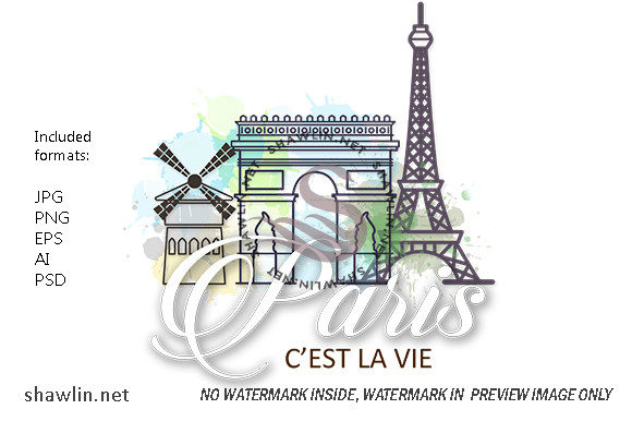 Travel Paris Quote Watercolor Doodle