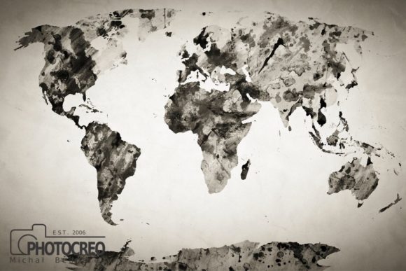 Vintage Watercolor World Map Illustrations