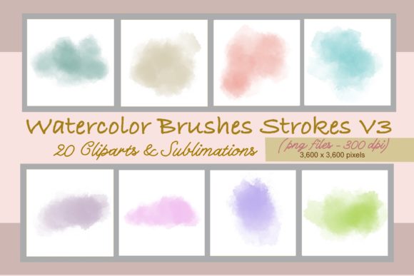 Watercolor Brushes Strokes V3 Clipart and Illustrations