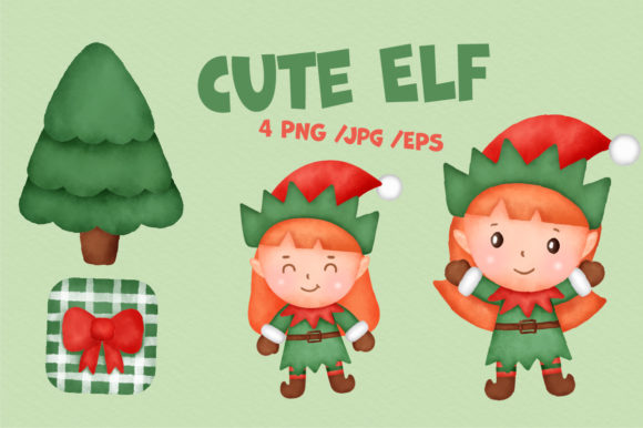 Watercolor Cute Elf Illustrations