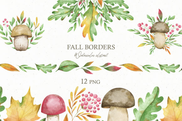Watercolor Fall Border Clipart and Illustrations