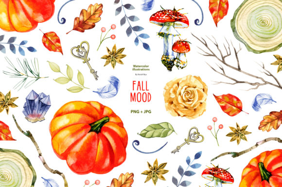 Watercolor Fall Clipart and Illustrations