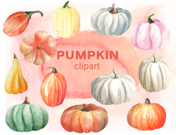 Watercolor Fall Pumpkin Clipart PNG
