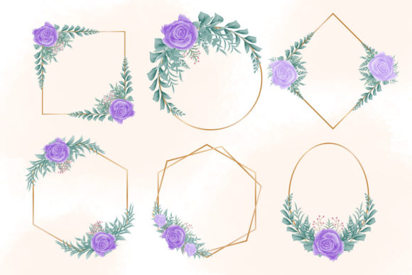 Watercolor Floral Frame Set Clipart