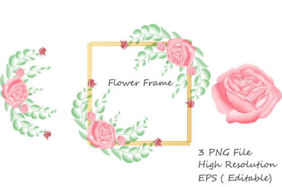 Watercolor Floral Frame with Flowers SVG