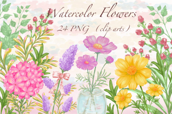 Watercolor Flowers Clip-Art and Illustrations
