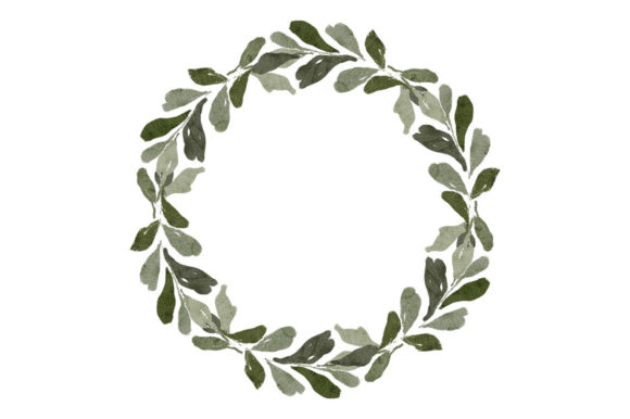 Watercolor Foliage Leaf Wreath Border Illustrations