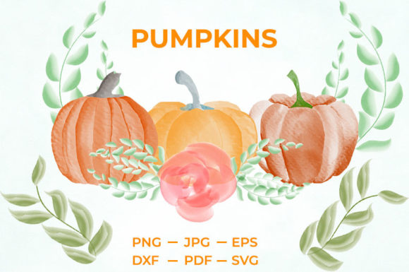 Watercolor Pumpkin, Halloween, Fall SVG Illustrations
