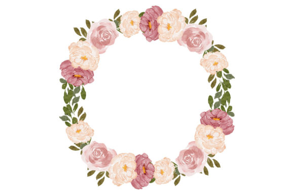Watercolor Rose Wreath Flower Frame Illustrations