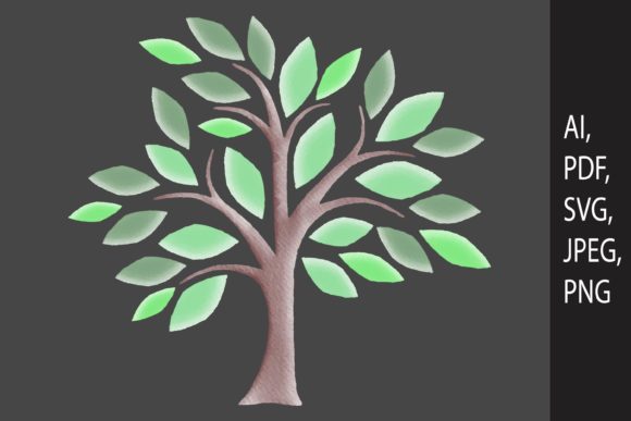 Watercolor Tree Design for SVG Cut File