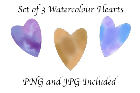 Watercolour Hearts Set of 3